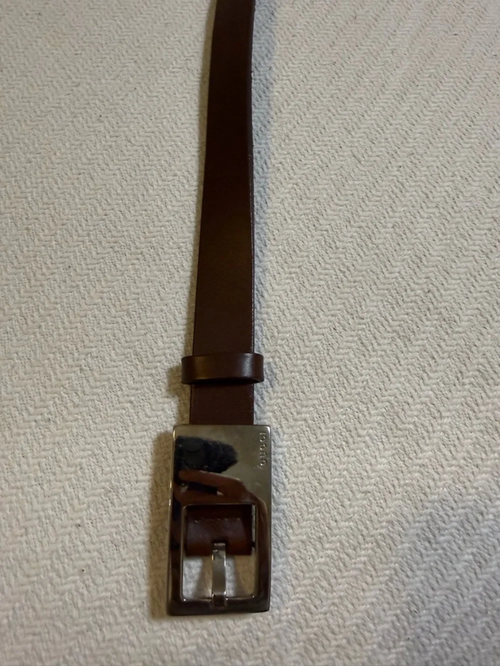 Gucci Brown Leather Belt with Polished Silver Buckle
